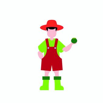 人物 002 人,男の子,農家,農作業,帽子,野菜,収穫,長靴,農業,ポーズのイラスト素材