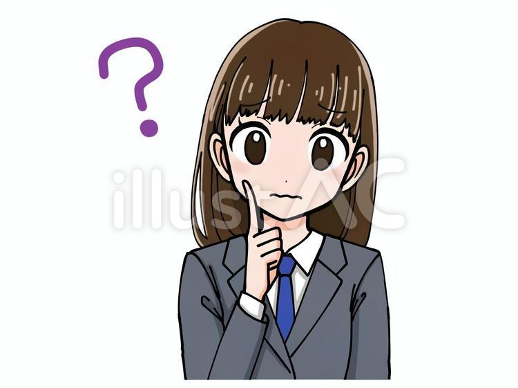 女子学生　ブレザーネクタイ　疑問 人物,学生,学校のイラスト素材