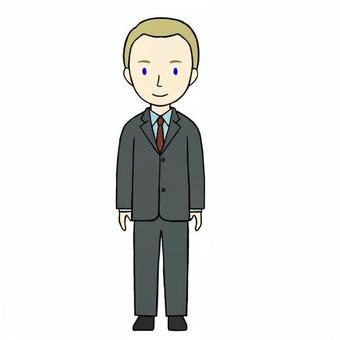 外国人のビジネスマン1 ビジネスマン,外国人,欧米人,海外,スーツ,金髪,男性,人物,立ち絵,全身のイラスト素材