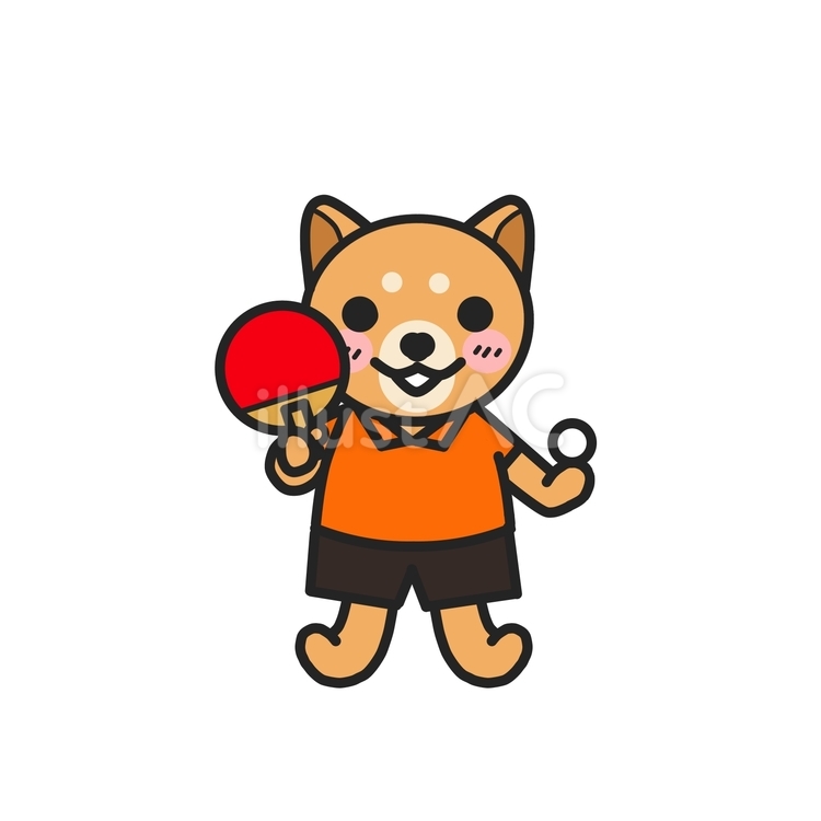 卓球するイヌ 犬,卓球,動物キャラのイラスト素材