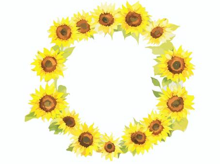 Free cut picture material/Sunflower wreath, , JPG, PNG and AI