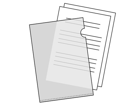 書類を透明クリアファイルに入れる　グレー 書類,クリアファイル,入れる,挟む,資料,透ける,透明,差し込む,プリント,罫線のイラスト素材