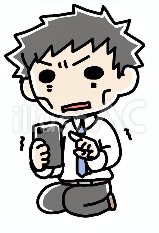 スマホと震える男性 スマホ,震える,男性のイラスト素材