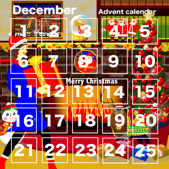 アドベントカレンダー2、クリスマス。 アドベントカレンダー,クリスマス,12月,降臨暦,25日のイラスト素材
