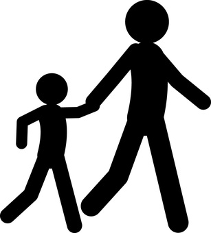 歩く親子 歩く,親子,二人,徒歩,散歩,移動,人物,デフォルメ,ピクトのイラスト素材