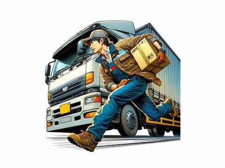 Illustration, truck, driver, work, 