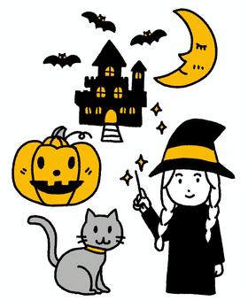 Illustration, halloween, city, bat, 