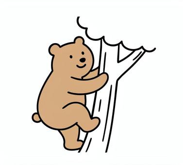 木に登っている熊（くま） くま,動物,木登り,木,線画,手描き,手書き,イラスト,挿し絵のイラスト素材