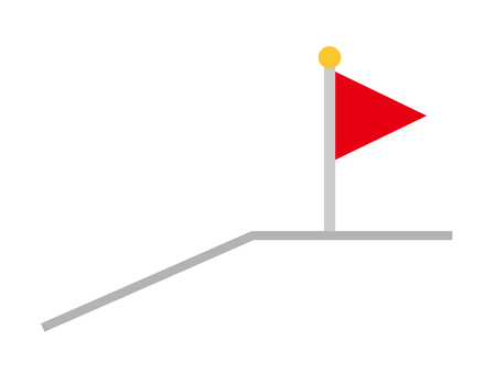 坂道と旗 坂道,旗,ゴール,目印,地点,場所のイラスト素材