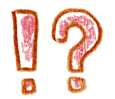 Analog exclamation marks of watercolor pencils, JPG, PNG and AI Analog exclamation marks of watercolor pencils, !?, watercolor, analog, JPG, PNG and AI