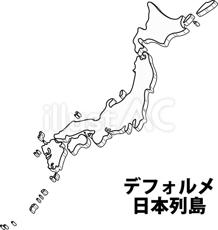 日本　列島　島国　形　線画　形 日本,列島,島国のイラスト素材