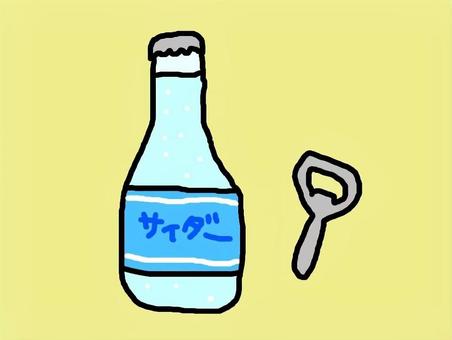 ばあちゃんちで飲んだサイダー サイダー,瓶,昭和,レトロ,栓抜きのイラスト素材