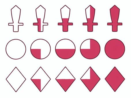 RPGなどに使える攻撃力、体力ゲージ　赤 ゲーム,アイコン,ゲージ,体力,ui,ステータス,ライフ,4分の1,半分,rpgのイラスト素材
