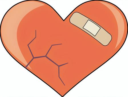 ハート傷つく ハート,傷つく,ヒビ,ばんそうこう,痛み,心,ダメージ,イメージ,線画のイラスト素材
