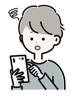 A man with a smartphone, troubled face, smartphone, smartphone, mobile phone, JPG and PNG