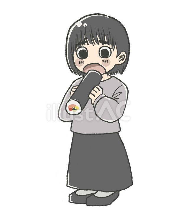 恵方巻を食べる女の子 恵方巻,節分,女の子のイラスト素材