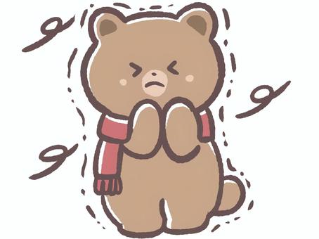 寒い冬に震えるマフラーした動物の熊 寒い冬に震えるマフラーした動物の熊 冬,寒い,震えるのイラスト素材