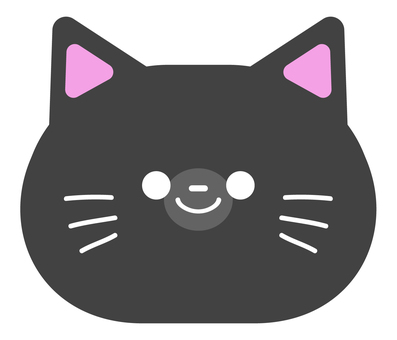 ねこちゃん（黒猫） 猫,動物,かわいい,黒,黒猫,ひげ,アイコン,イラストのイラスト素材