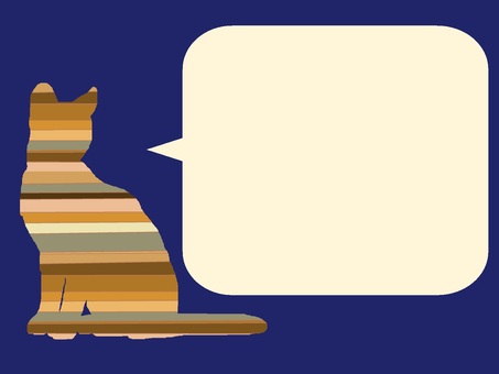 木目柄猫のフレーム2 猫,動物,木目柄,フレーム,ふきだし,紺のイラスト素材