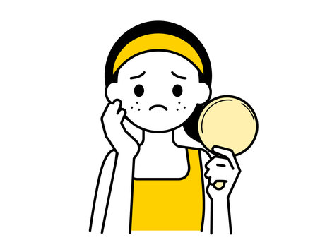 美容・しみ・そばかすで悩む女性02 人物,女性,20代,30代,40代,美容,美肌,スキンケア,シミ,そばかすのイラスト素材