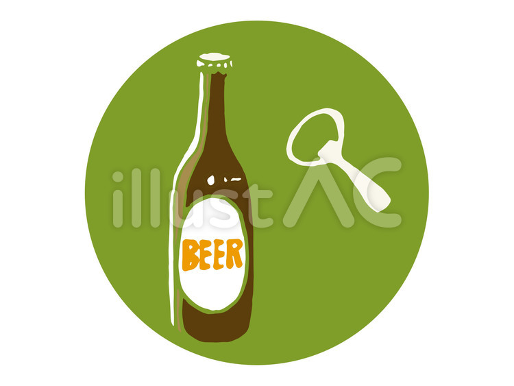ビールと栓抜き　CS3 ビール,瓶ビール,栓抜きのイラスト素材