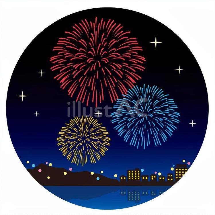 花火05(赤青黄) 花火,アイコン,あしらいのイラスト素材