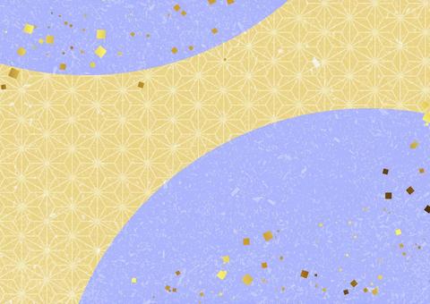 Golden hemp leaf pattern background with gold leaf with purple circles, , JPG and AI