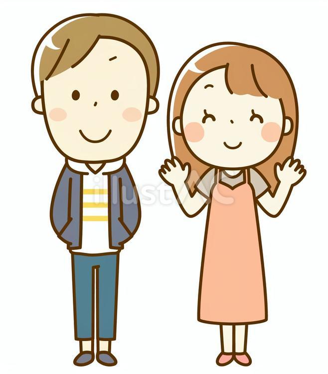 笑顔の若い男の子と女の子 笑顔,並ぶ,シンプルのイラスト素材