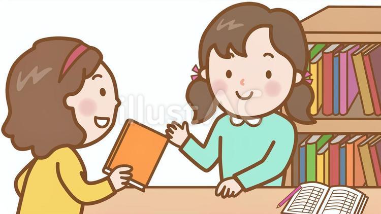 図書館・図書室：学校 図書室,図書係,図書のイラスト素材