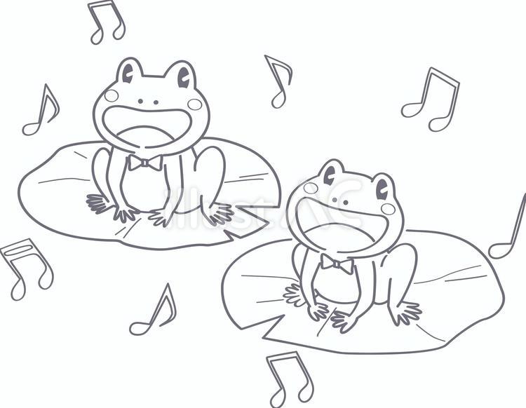 かえるの歌_線画 カエル,音楽,歌のイラスト素材