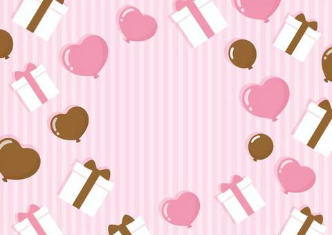 プレゼントとハートのバレンタイン背景03 バレンタイン,背景,フレーム,ハート,プレゼント,リボン,風船,バレンタインデー,バレンタインカード,2月のイラスト素材