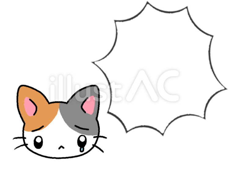 訴える悲しい三毛猫　吹き出し有り 猫,三毛猫,吹き出しのイラスト素材