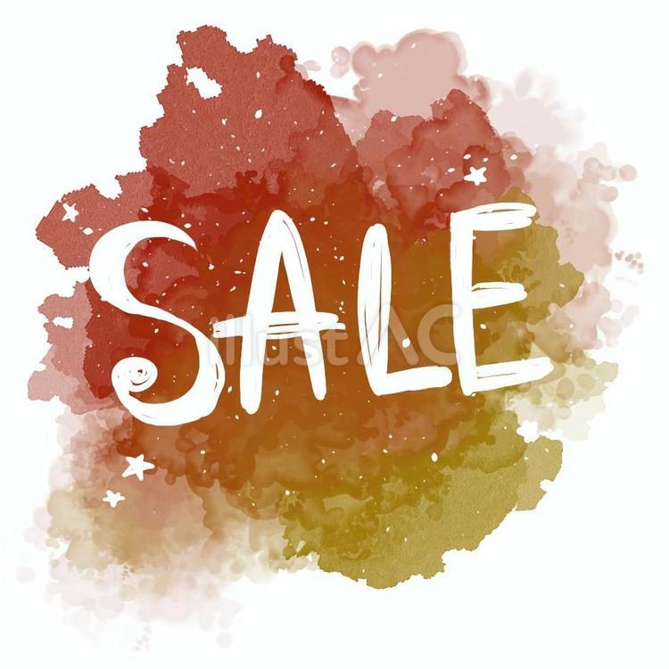 SALE　赤黄 セール,文字,英語のイラスト素材