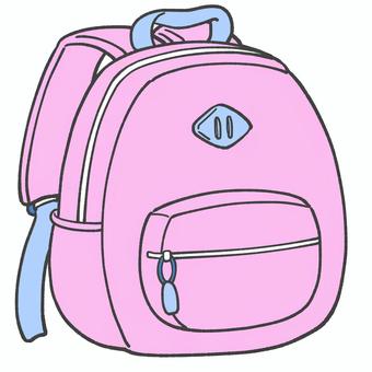 リュックの手描きイラスト1 リュック,かわいい,手描き,遠足,ピクニック,おしゃれ,ピンク,保育園のイラスト素材