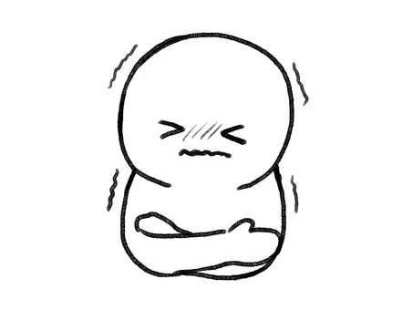 震える棒人間線画 棒人間,寒い,風邪,人物,手描き,落書き,表情,黒,シンプル,冬のイラスト素材