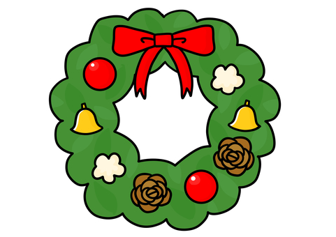 クリスマスのリース クリスマス,リース,飾り,壁面,かわいいのイラスト素材