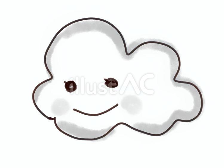 もくもくねぇさん〈モノクロ〉 雲,空,天気のイラスト素材
