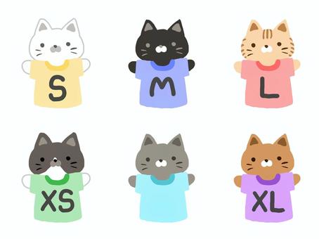洋服のサイズと猫 猫,洋服,サイズ,tシャツ,sサイズ,mサイズ,lサイズ,xsサイズ,xlサイズ,白猫のイラスト素材