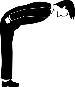 謝罪　 謝罪,お辞儀,謝る,角度,スーツ,社員,男性,線画,白黒のイラスト素材