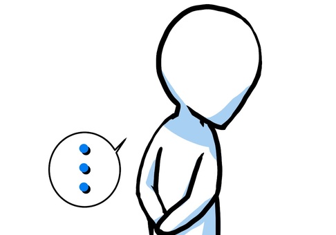発言をためらう人 ためらい,無言,話さない,秘匿,静か,シンプル,棒人間のイラスト素材