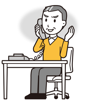 ニット中年男性(黄)-332-全身  ニット中年男性(黄)-332-全身 電話,悪人,おじさん,男性,中年,お父さん,パパ,シニア,ミドルエイジ,人物のイラスト素材