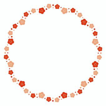 梅の花飾り丸フレーム 梅,フレーム,飾り枠,丸,飾り,ライン,線,枠,梅の花,和風のイラスト素材