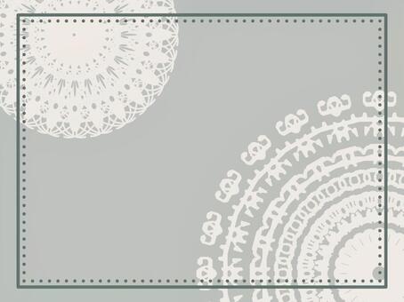 レース飾りと緑のアンティーク調背景 レース,背景,フレーム,壁紙,緑,飾り枠,モスグリーン,点線,二重線,アンティークのイラスト素材