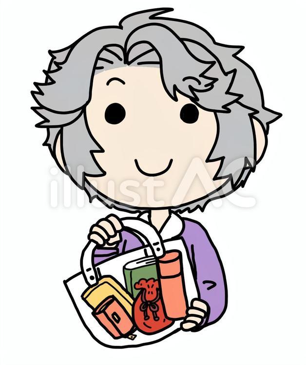 手荷物を見せるおばあさん おばあさん,透明,荷物のイラスト素材