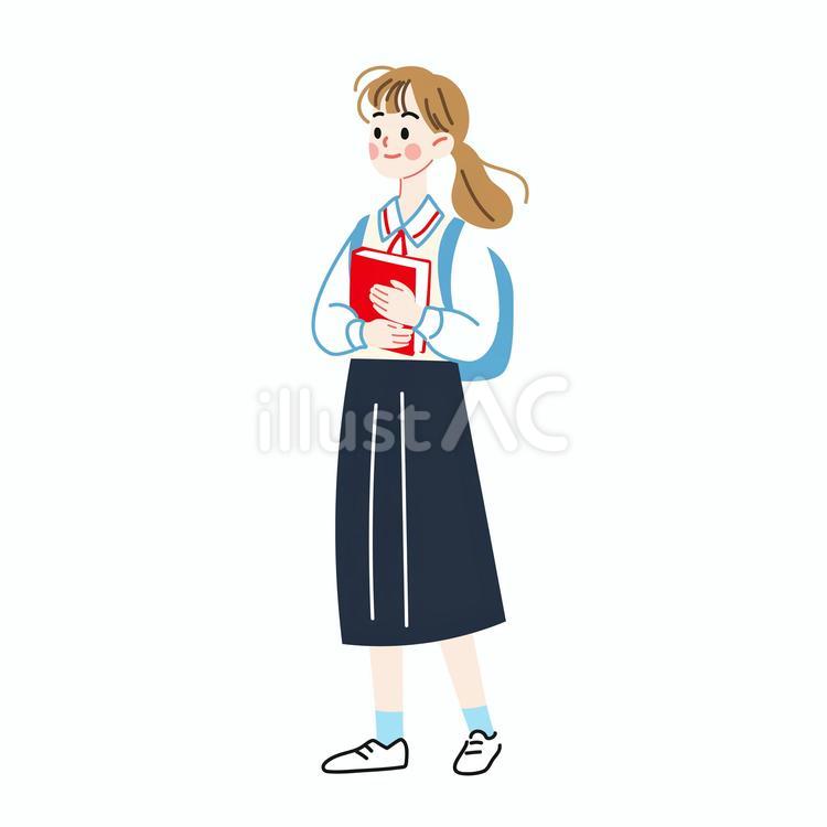 学生生活と本を楽しむ女子 女子,学生,高校生のイラスト素材