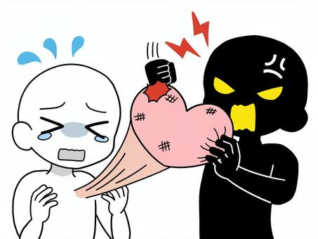 モラハラする悪い人・モラハラされる人 モラハラ,モラルハラスメント,精神攻撃,虐待,精神的虐待,棒人間,加害,被害者,精神,メンタルのイラスト素材