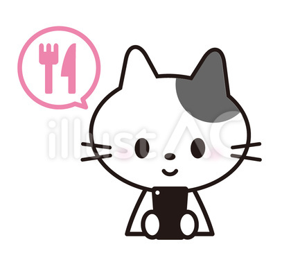 ねこ_携帯_食事