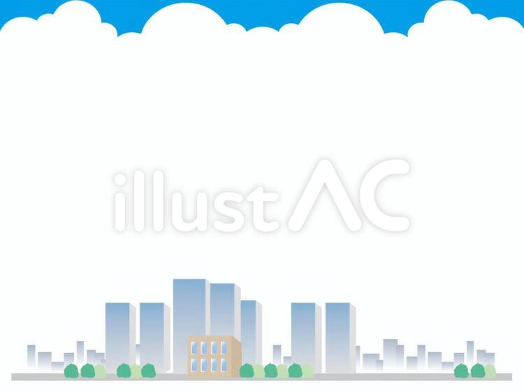 都会と入道雲フレームイラスト No 5654 無料イラストなら イラストac