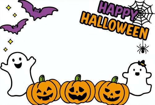 ハロウィン　フレーム 枠,かわいい,シンプル,ポップ,カラフル,手書き風,ゆるい,背景,装飾,キャラクターのイラスト素材