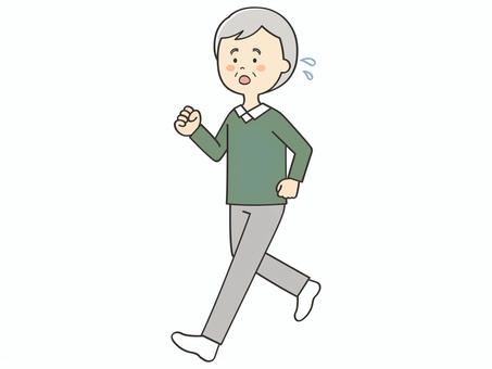 走るおじいさん マラソン,歩く,走る,おじいさん,年配,老人,おじいちゃん,お年寄り,高齢者,男性のイラスト素材